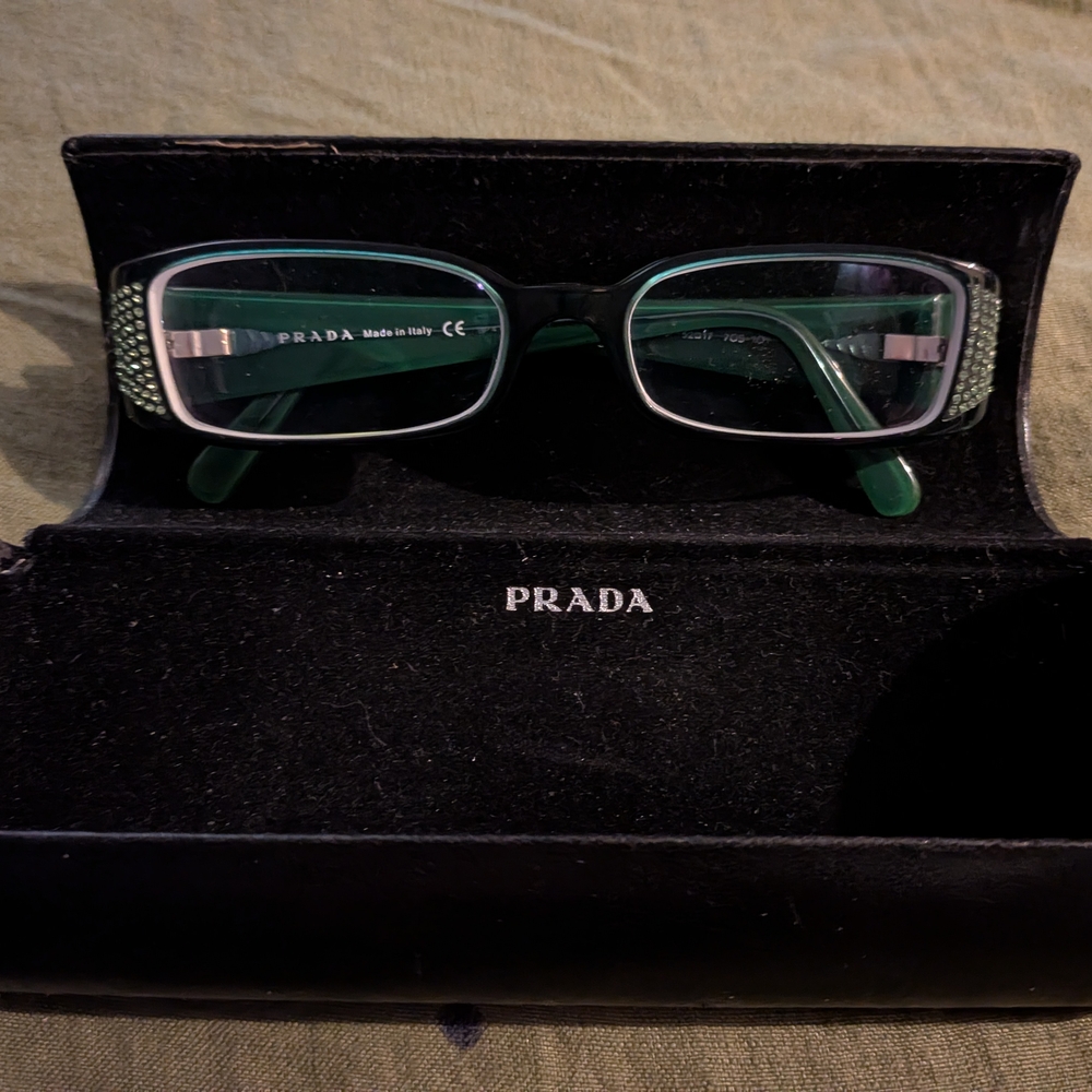 Prada Eye Glasses in Green and Black